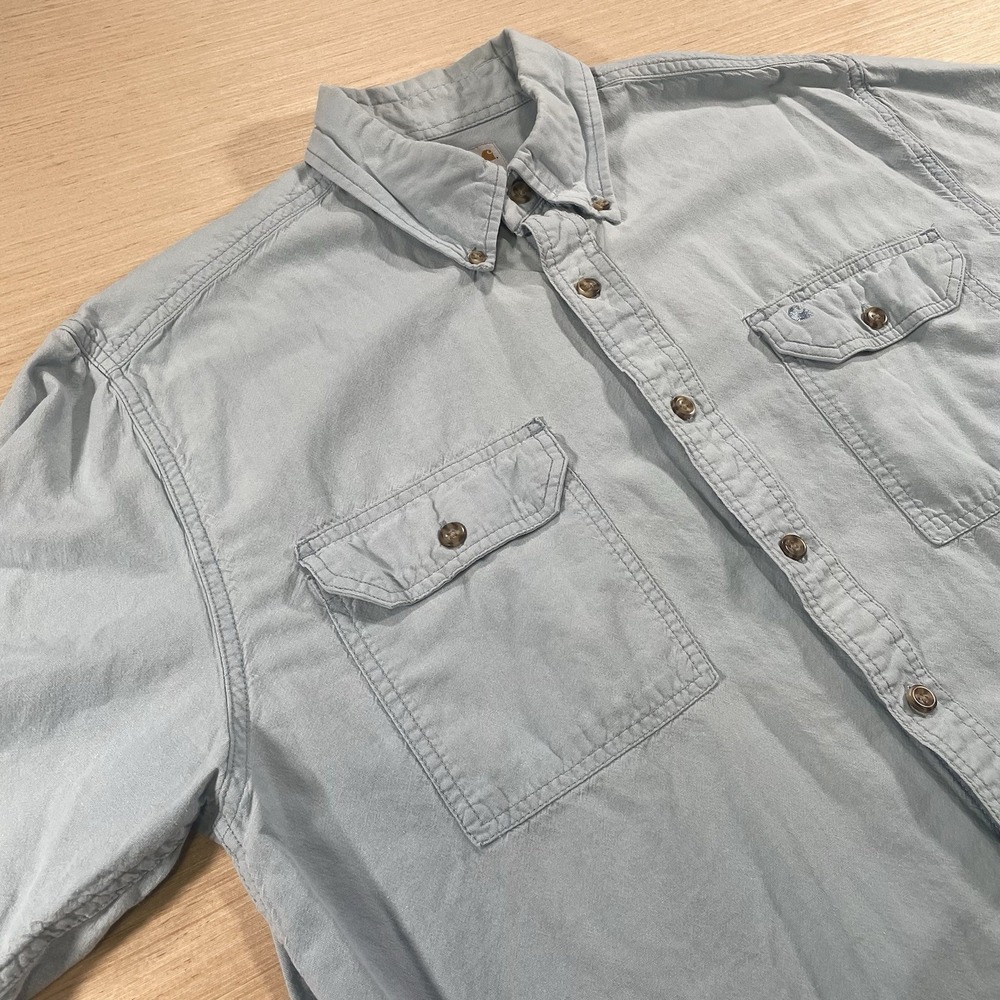 Carhartt Button Up Shirt Mens Large Short Sleeve Relaxed Fit Workwear S200 CBL